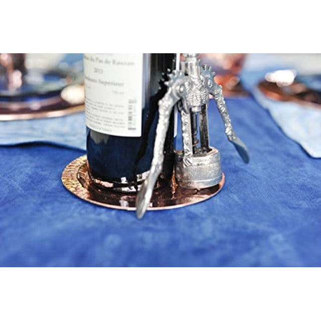 Sertodo Copper, Round Napa Bottle Coaster, Hand Hammered 100% Pure Copper, 5.5 inch diameter, Single