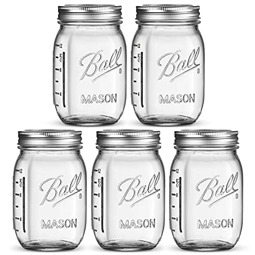 24-Pack 16oz Regular Mouth Canning Mason Jar Lids, Bands Clear Glass Jars