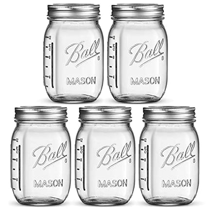 SEWANTA Regular Mouth Mason Jars 16 oz [5 Pack] With mason jar lids and Bands, mason jars 16 oz - For Canning, Fermenting, Pickling, Jar Decor - Microwave/Freeze/Dishwasher Safe Jar Opener.