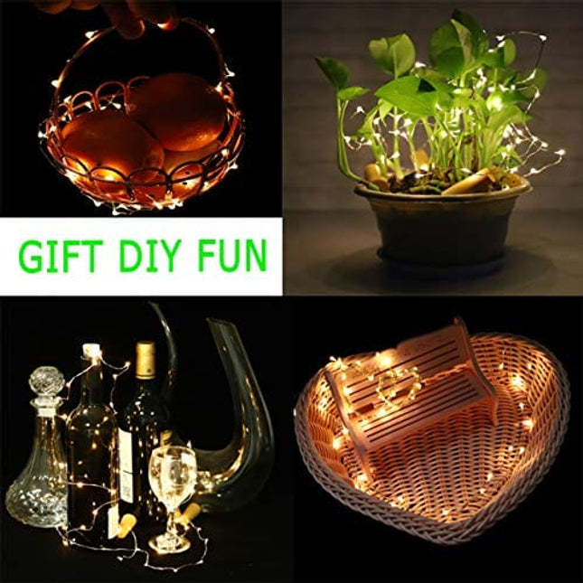 SFUN Wine Bottle Lights with Cork, 5 Dimmable Modes with Timer 10 Pack -12 Replacement Battery Operated LED Silver Wire Fairy String Lights for DIY, Party, Decor,Christmas, Halloween,Wedding