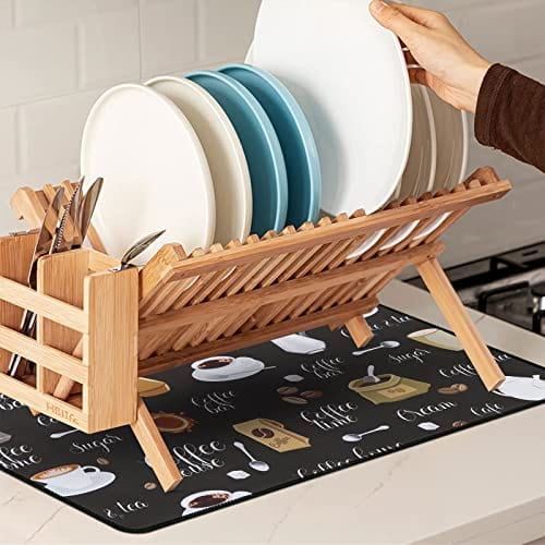 Coffee Maker Mat for Countertops,Dish Drying Mat,Coffee Bar Decor,Coffee  Machine Pads,Absorbent, Washable,Drying Mat for Kitchen Counter 