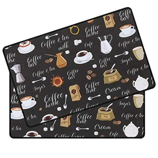 SHACOS Coffee Mat 2pcs 12x19” Coffee Bar Mat Absorbent Non-slip Coffee Maker Mat for Countertops Coffee Bar Accessories Coffee Dish Drying Mat for Coffee Station Waterproof, Brown