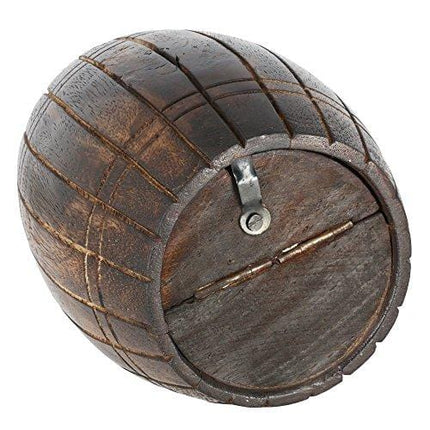 Antique Inspired Barrel Shaped Wooden Money Holder Coin Bank for Kids