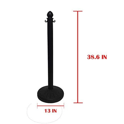Crowd Control Stands Black Plastic Stanchion Posts Set Barrier with 5PCS 40" Link Chain | C-Hooks，Pack of 6