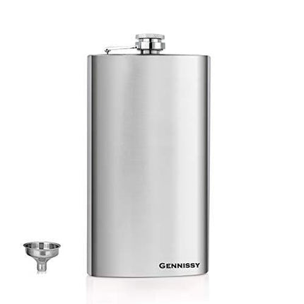 Silver 18/8 Stainless Steel 12OZ Hip Flask - Flasks for Liquor with Funnel