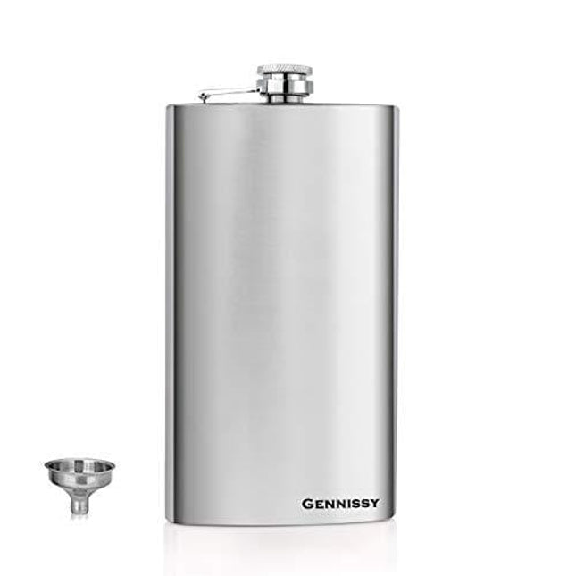 Silver 18/8 Stainless Steel 12OZ Hip Flask - Flasks for Liquor with Funnel