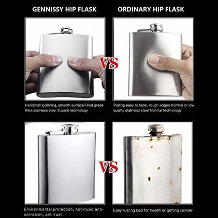 Silver 18/8 Stainless Steel 12OZ Hip Flask - Flasks for Liquor with Funnel