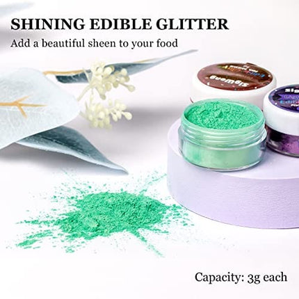 Edible Glitter Set, Sprinkles Edible Glitter for Drinks, 8 Colors Prism Powder Edible Glitter Dust for Wines, Beer, Cocktail, Strawberries, Cakes, Cupcakes, Chocolate - 3g/bottle