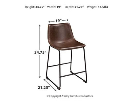 Signature Design by Ashley Centiar 24" Counter Height Modern Bucket Barstool Set of 2, Brown