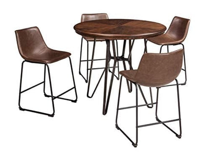 Signature Design by Ashley Centiar 24" Counter Height Modern Bucket Barstool Set of 2, Brown