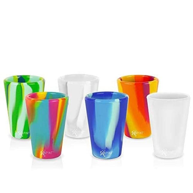 Silipint Silicone Shot Glasses Set, Unbreakable, Reusable, Freezer-Safe, Fun Party and Game Shot Glasses, 1.5 Ounces (6-Pack, Tie-Dye Variety)