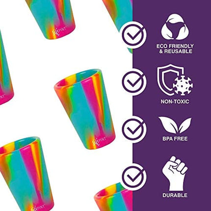 Silipint Silicone Shot Glasses Set, Unbreakable, Reusable, Freezer-Safe, Fun Party and Game Shot Glasses, 1.5 Ounces (6-Pack, Tie-Dye Variety)
