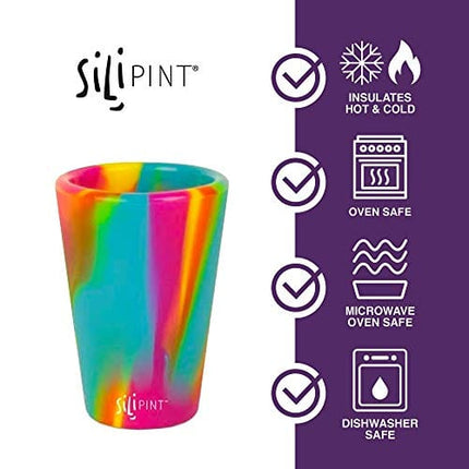 Silipint Silicone Shot Glasses Set, Unbreakable, Reusable, Freezer-Safe, Fun Party and Game Shot Glasses, 1.5 Ounces (6-Pack, Tie-Dye Variety)