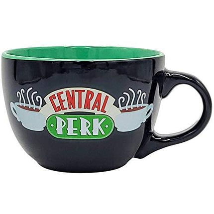 Silver Buffalo Friends Central Perk Oversized Ceramic Coffee Mug for Cappuccino, Latte, Hot Cocoa, Soup Mug or Cereal, 24 Oz, Black