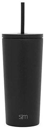 Simple Modern Insulated Tumbler with Lid and Straw | Iced Coffee Cup Reusable Stainless Steel Water Bottle Travel Mug | Spring Break Gifts For Her & Him | Classic Collection | 20oz | Midnight Black