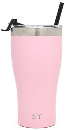 Simple Modern Slim Cruiser Tumbler with Clear Flip Lid and Straw Insulated Travel Mug Stainless Steel Water Bottle, 22 Ounce, Blush