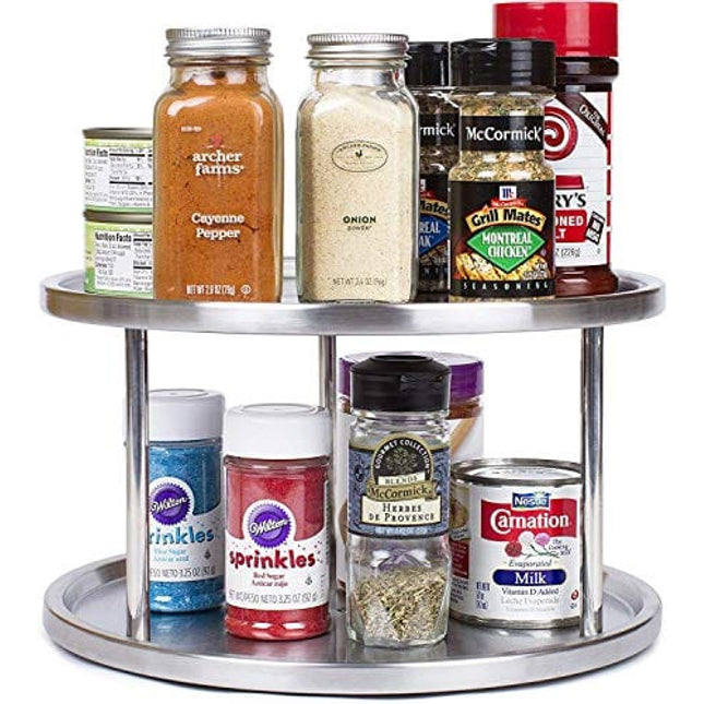 Simpli-Magic Lazy Susan, 2-Tier, Brushed Stainless Steel