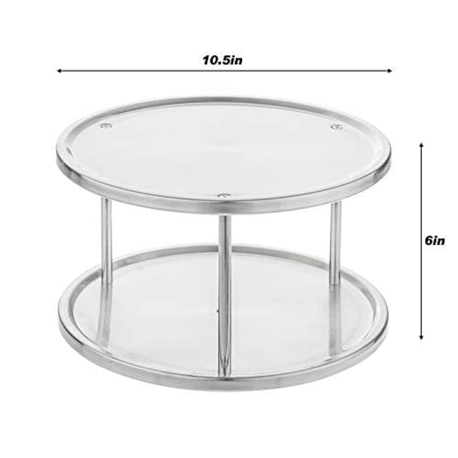 Simpli-Magic Lazy Susan, 2-Tier, Brushed Stainless Steel