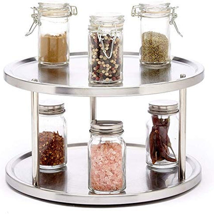 Simpli-Magic Lazy Susan, 2-Tier, Brushed Stainless Steel