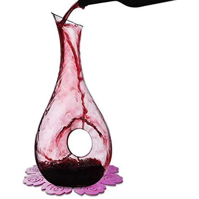 USBOQO HBS 1.2 Liters Lead-Free Premium Crystal Glass Red Wine Decanter, Clear
