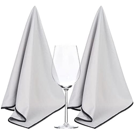 SINLAND Microfiber Glass Polishing Cloths Thick Lint -Free Drying Towels for Wine Glasses Stemware Dishes Stainless Appliances 20 Inch X 25 Inch Pack of 2 Grey