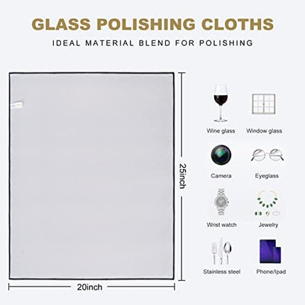 SINLAND Microfiber Glass Polishing Cloths Thick Lint -Free Drying Towels for Wine Glasses Stemware Dishes Stainless Appliances 20 Inch X 25 Inch Pack of 2 Grey