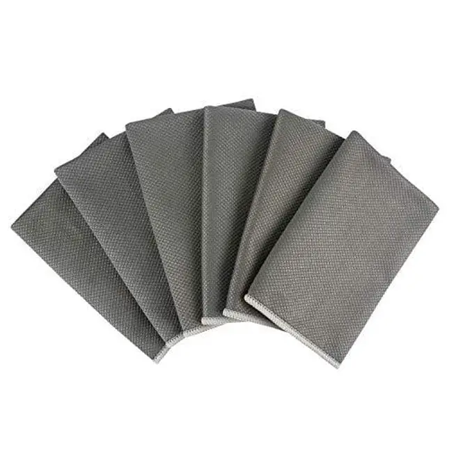 SINLAND Microfiber Cleaning Cloth for Stainless Steel Appliances Wine Glass Window Polishing Towels Grey 16Inch X 16Inch Pack of 6