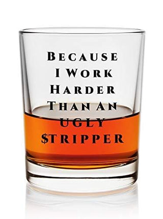 Sips N Giggles Funny Shot Glasses | Because I Work Harder Than An Ugly Stripper 2 Shot Glasses | A Perfect Item For Men & Women Dad Brother Uncle |