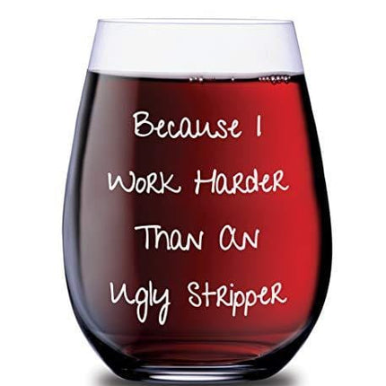 Sips N Giggles Funny Shot Glasses | Because I Work Harder Than An Ugly Stripper 2 Shot Glasses | A Perfect Item For Men & Women Dad Brother Uncle |