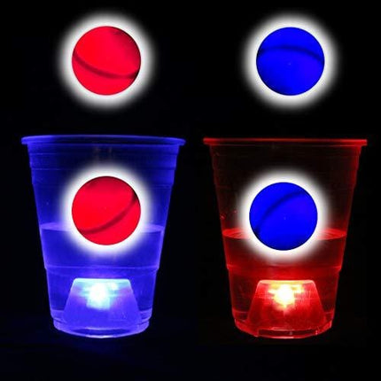 Six Senses Media The Dark Beer Pong Set,Beer Pong Party Cup Set, LED Beer Pong Cups and LED Flash Balls, 22 Set(11 Red&11 Blue), Waterproof, Large Capacity Battery