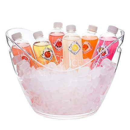 Ice Bucket Clear Acrylic 8 Liter Plastic Tub For Drinks and Parties, Food Grade, Holds 5 Full-Sized Bottles and Ice