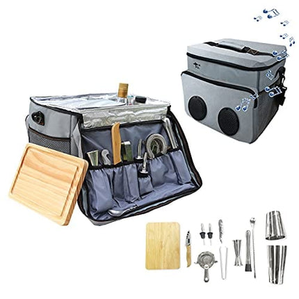 Cocktail Travel Set,SKY FISH 13 -Pieces Bartender Kit Including Bar Tools And Insulated Bag For Travel, Camping And Picnic