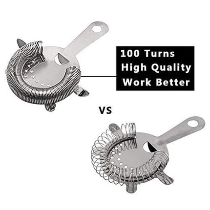 SKY FISH Hawthorne Cocktail Strainer Stainless Steel Bar Strainer Professional 4 Prong Strainer with 100 Wire Spring