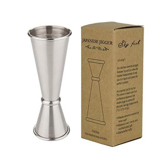 Double Jigger 0.5 & 1 oz 304 Stainless Steel with Recipe 15ml & 30ml  Measuring Cup Measure Liquor Quickly Accurately Cocktail Jigger Round Edge  and