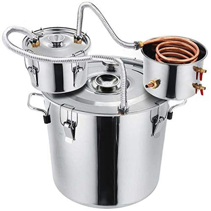 Slsy 8 Gallon Alcohol Still Water Alcohol Distiller, 30 Liters DIY Whiskey Still Stainless Steel Spirits Boiler with Copper Tube, Home Brew Wine Making Kits with Thumper Keg