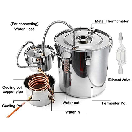 Slsy 8 Gallon Alcohol Still Water Alcohol Distiller, 30 Liters DIY Whiskey Still Stainless Steel Spirits Boiler with Copper Tube, Home Brew Wine Making Kits with Thumper Keg