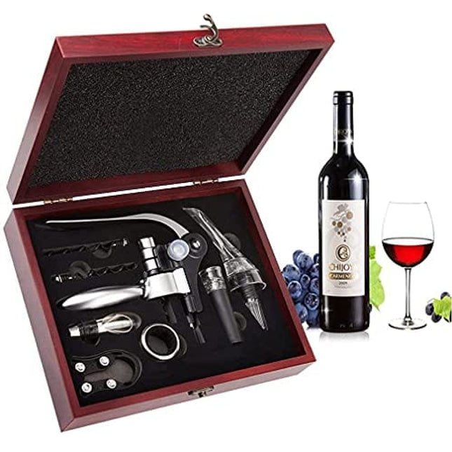 Wine Opener Set - Smaier Corkscrew,Wine Accessories Areator Wine Opener Kit Gift Set with Wood Case