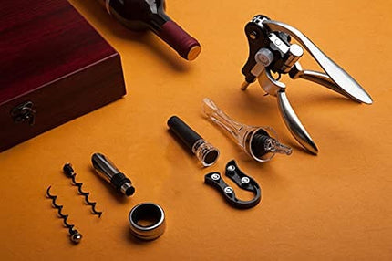 Wine Opener Set - Smaier Corkscrew,Wine Accessories Areator Wine Opener Kit Gift Set with Wood Case