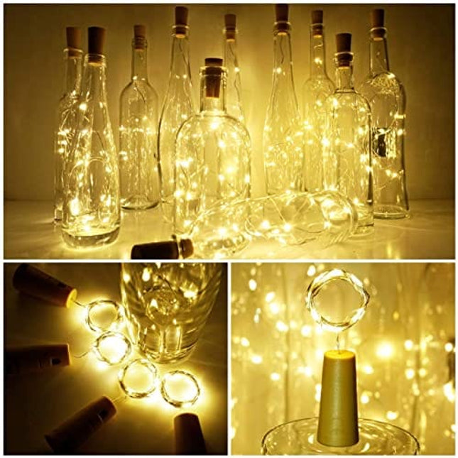 Wine Bottle Cork Lights 15Pack 10 LED/ 40 Inches Battery Operated Cork Shape Copper Wire Colorful Fairy Mini String Lights for Party Christmas Halloween Wedding Decoration (Warm White)