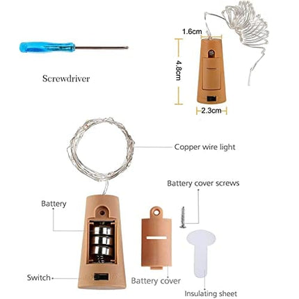 Wine Bottle Cork Lights 15Pack 10 LED/ 40 Inches Battery Operated Cork Shape Copper Wire Colorful Fairy Mini String Lights for Party Christmas Halloween Wedding Decoration (Warm White)