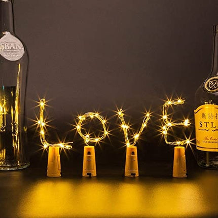 Wine Bottle Cork Lights 15Pack 10 LED/ 40 Inches Battery Operated Cork Shape Copper Wire Colorful Fairy Mini String Lights for Party Christmas Halloween Wedding Decoration (Warm White)