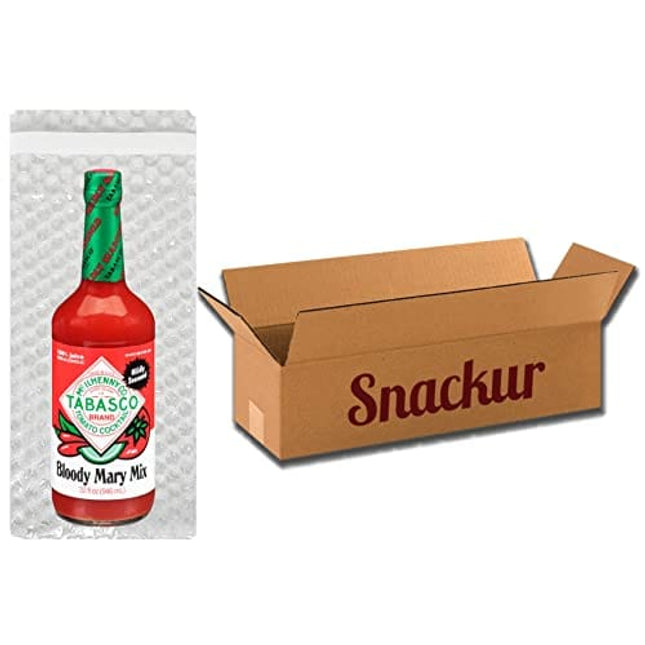 Tabasco Bloody Mary Mix, 32 Fl oz, 1 Glass Bottle, With Snackur Seal & Bubble Wrap