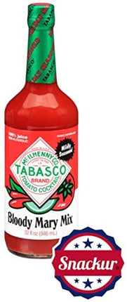 Tabasco Bloody Mary Mix, 32 Fl oz, 1 Glass Bottle, With Snackur Seal & Bubble Wrap