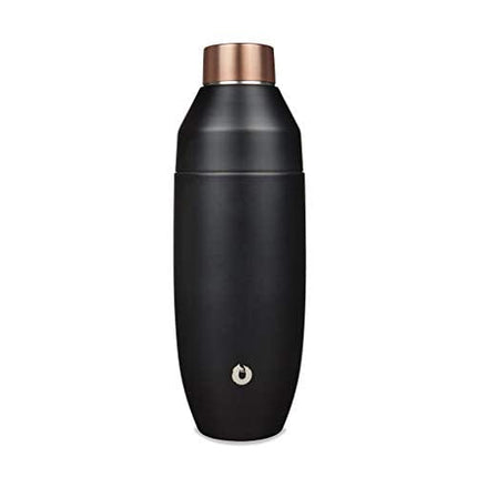 SNOWFOX Elegance Collection Double Wall Insulated Stainless Steel Cocktail Shaker, Black/Gold