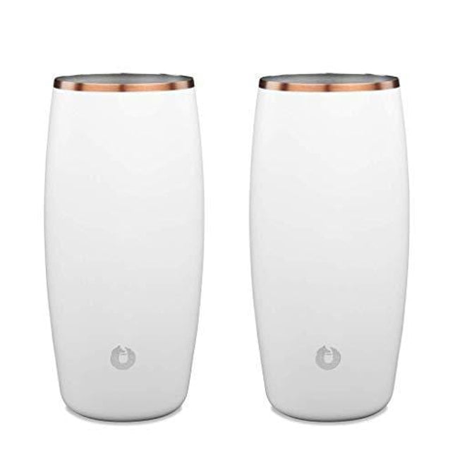 SNOWFOX Insulated Stainless Steel Beer Glass, 16.9-Ounce Set, White/Gold