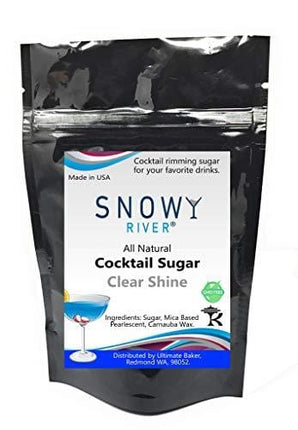 Snowy River Clear Cocktail Sugar - Kosher Certified Naturally Clear Cocktail Rimmer (8oz, Medium Crystal)