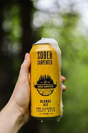 Sober Carpenter NA Craft Beer - Blonde Ale Non Alcoholic 12 pack /16 oz Cans of Low-Calorie, Award Winning, All Natural Ingredients for a Great Tasting Drink