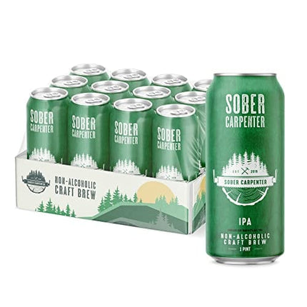 Sober Carpenter NA Craft Beer - India Pale Ale, IPA Non Alcoholic 12 pack /16 oz Cans of Low-Calorie, Award Winning, All Natural Ingredients for a Great Tasting Drink