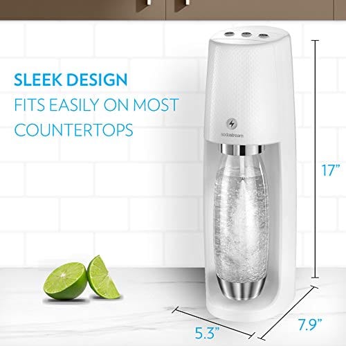 SodaStream Fizzi One Touch Sparkling Water Maker Bundle (White) with CO2, BPA Free Bottles, and 0 Calorie Fruit Drops Flavors