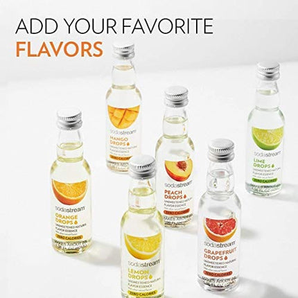 SodaStream Fizzi One Touch Sparkling Water Maker Bundle (White) with CO2, BPA free Bottles, and 0 Calorie Fruit Drops Flavors